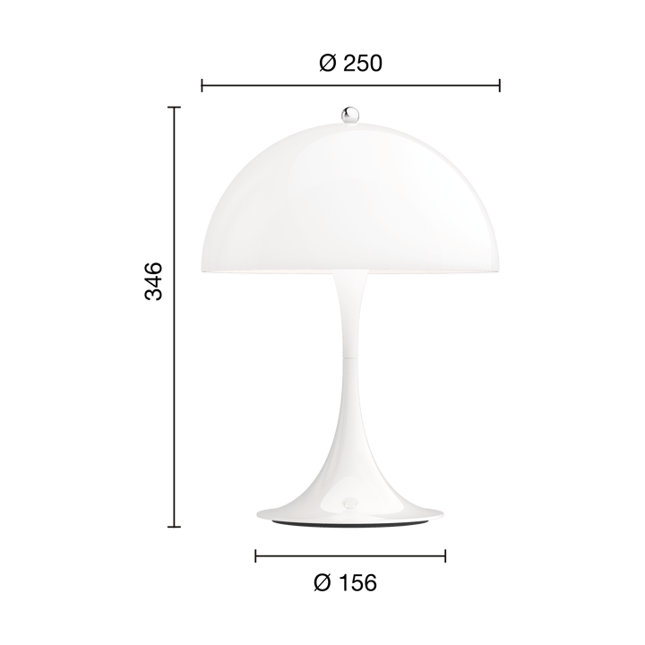 Lampa stołowa Panthella 250 portable, Biały opalowy akryl Louis Poulsen