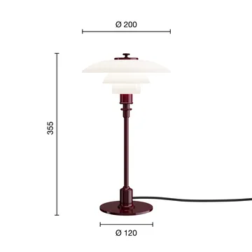 Lampa stołowa PH 2/1 - Błyszczący burgund - Louis Poulsen