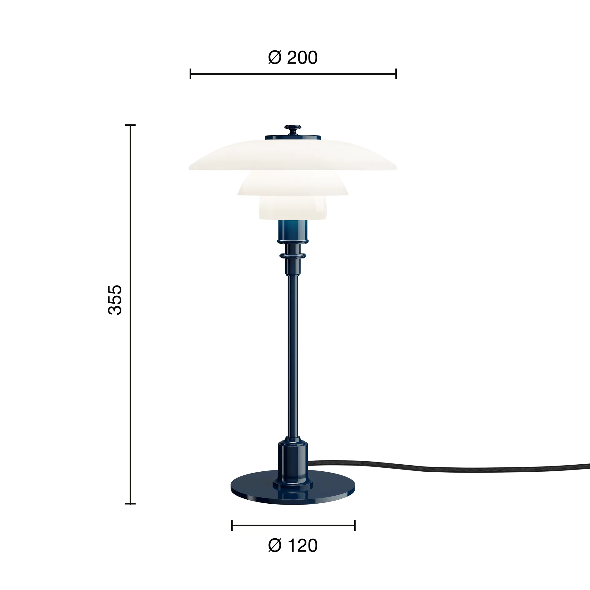 Lampa stołowa PH 2/1, Błyszczący ciemnoniebieski Louis Poulsen