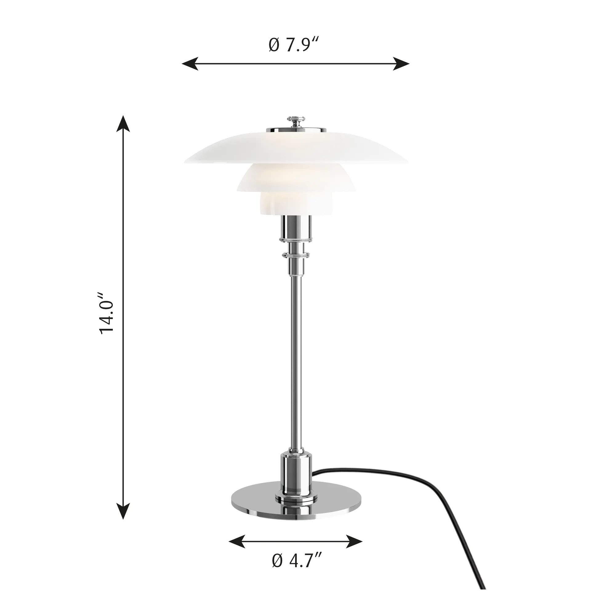 Lampa stołowa PH 2/1, Chrom Louis Poulsen