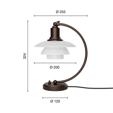 Lampa stołowa PH 2/2 Luna - Aged brass-szkło opalowe - Louis Poulsen