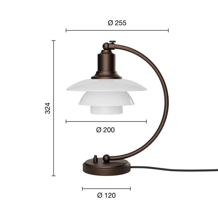 Lampa stołowa PH 2/2 Luna, Aged brass-szkło opalowe Louis Poulsen