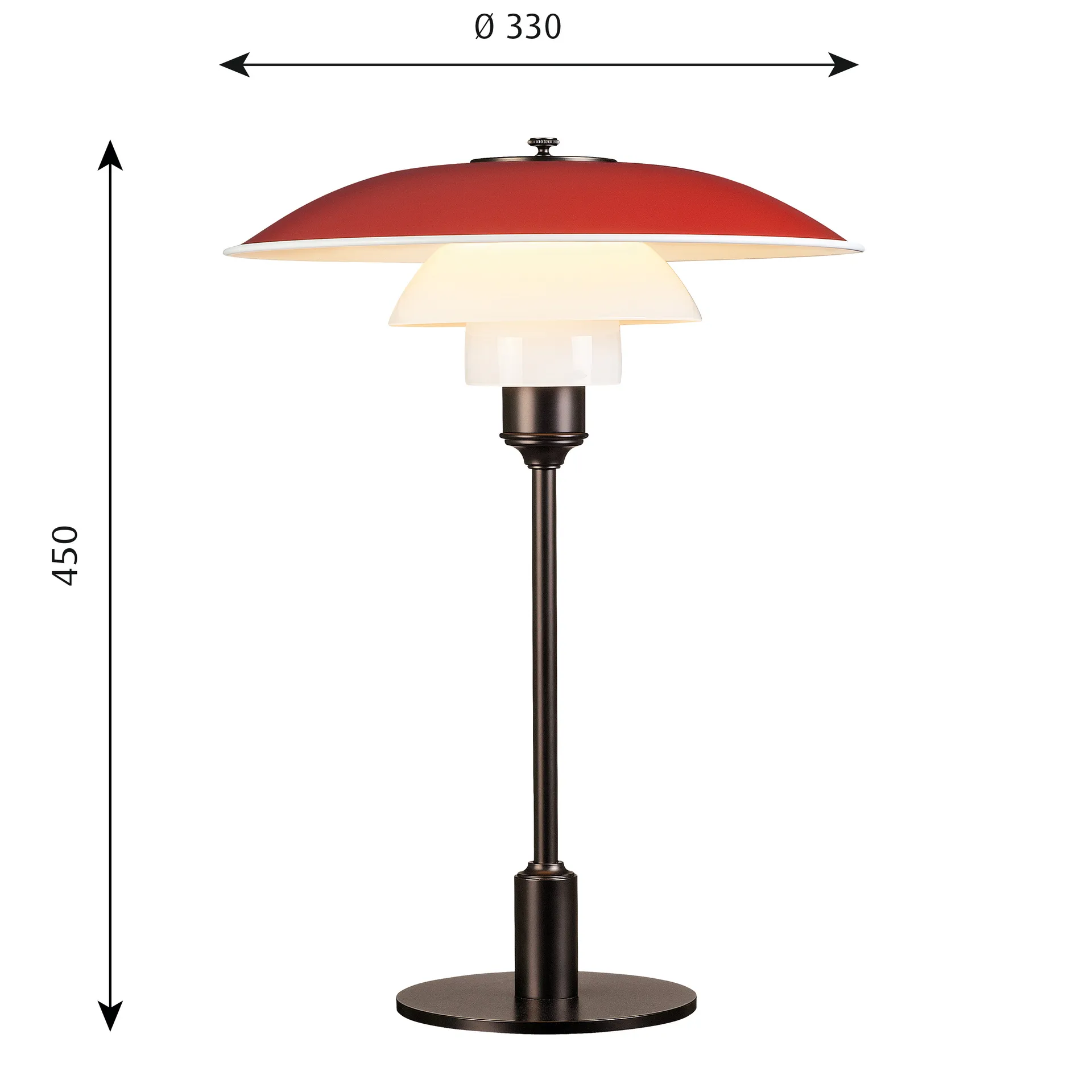 Lampa stołowa PH 3½-2½, Czerwony Louis Poulsen