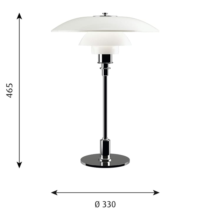 Lampa stołowa PH 3½-2½ ze szkła opalowego - Chrom - Louis Poulsen