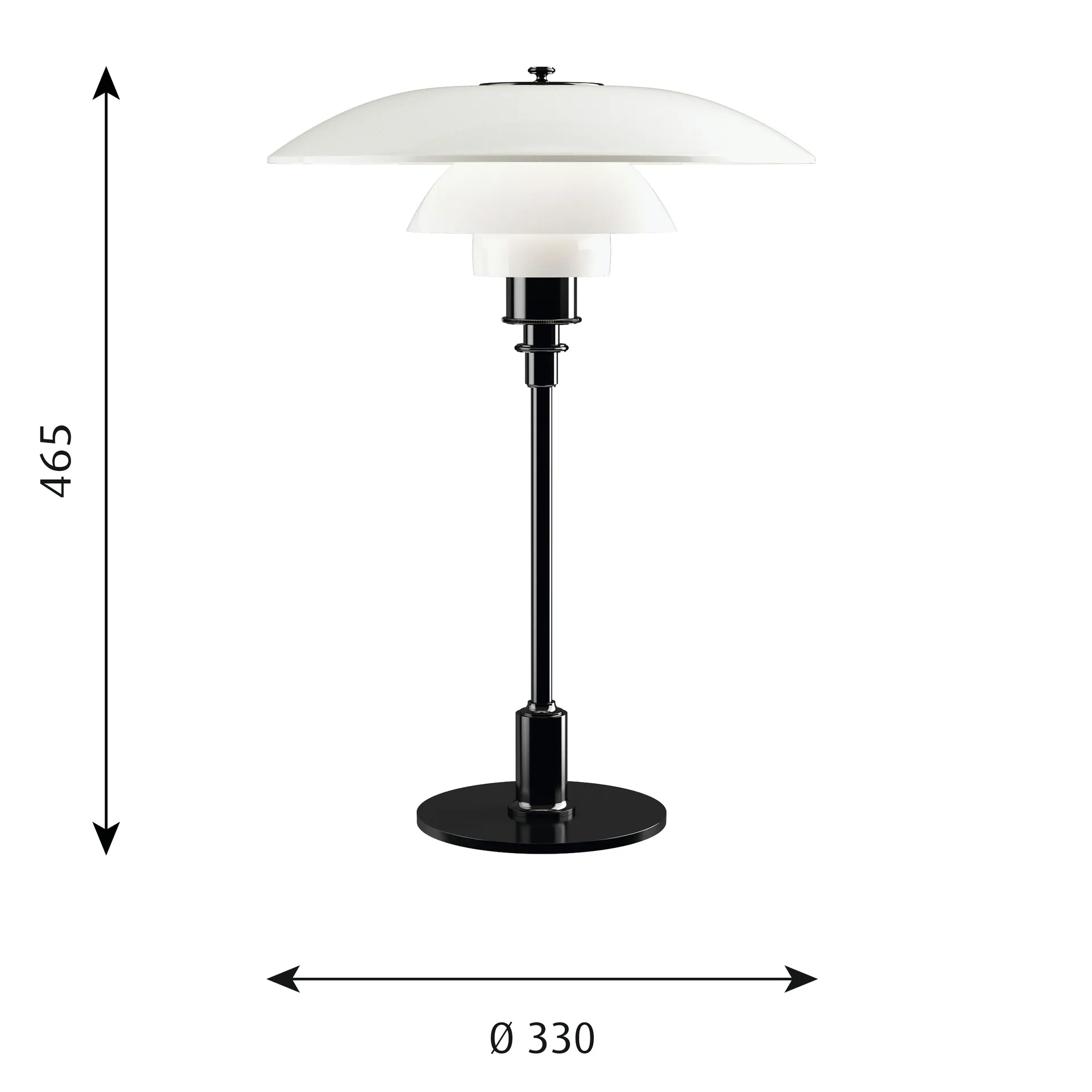 Lampa stołowa PH 3½-2½ ze szkła opalowego, Czarny Louis Poulsen