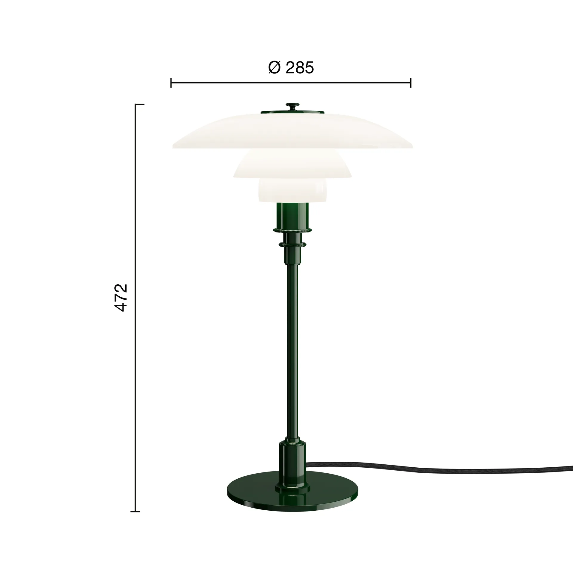 Lampa stołowa PH 3/2, Błyszcząca ciemna zieleń Louis Poulsen