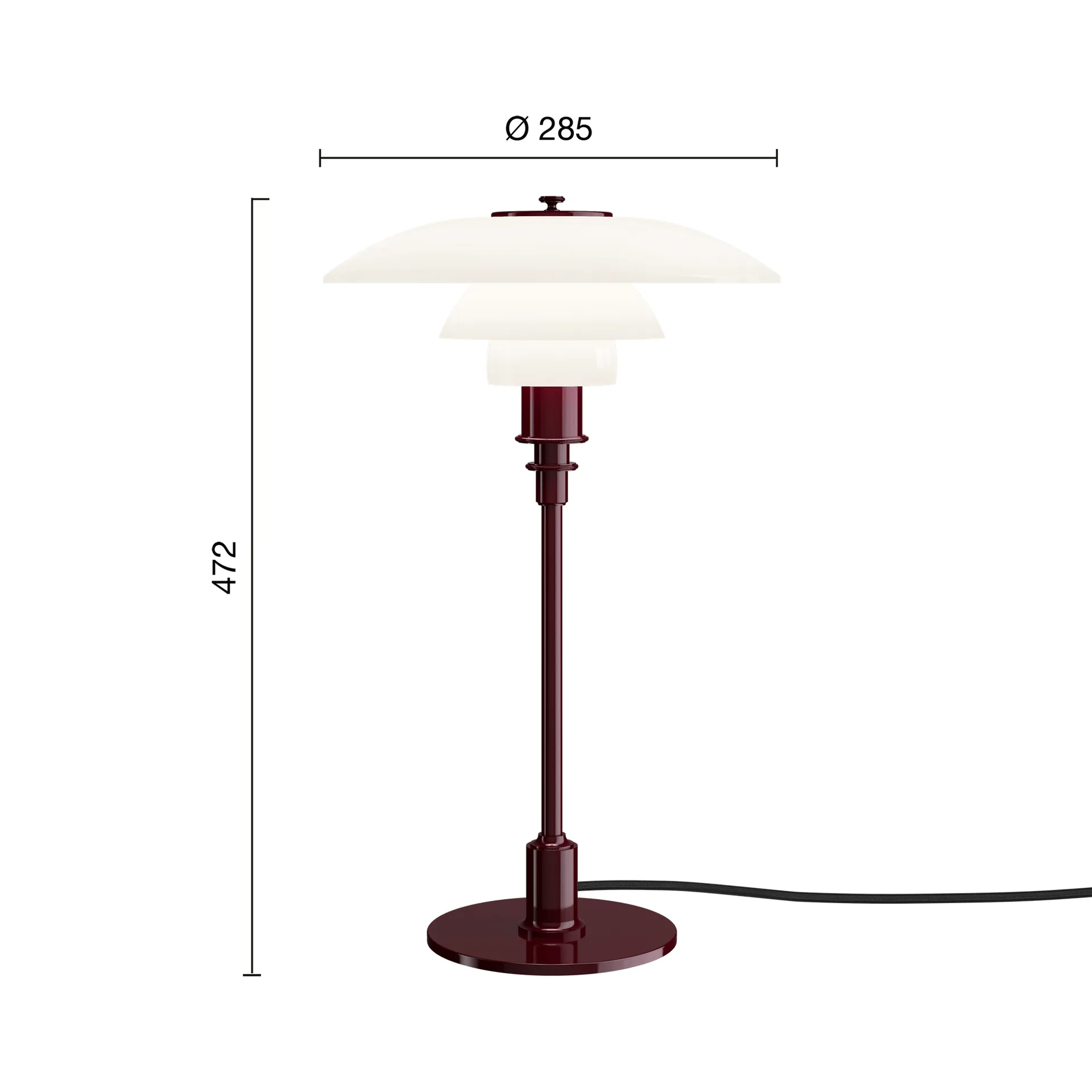 Lampa stołowa PH 3/2, Błyszczący burgund Louis Poulsen