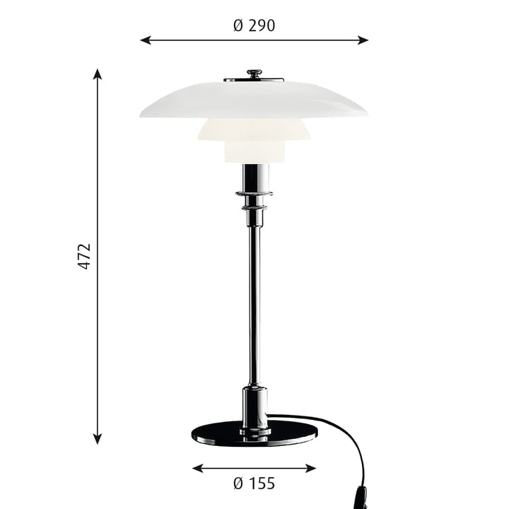 Lampa stołowa PH 3/2, Chrom Louis Poulsen