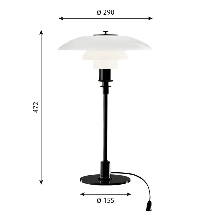 Lampa stołowa PH 3/2, Czarny Louis Poulsen