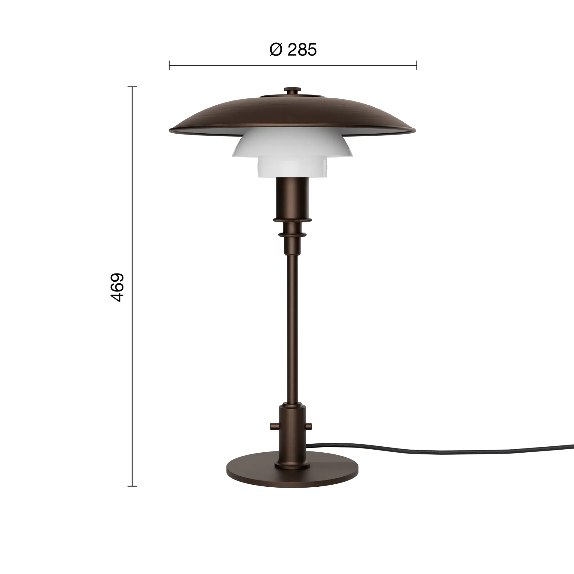Lampa stołowa PH 3/2 Luna, Aged brass-szkło opalowe Louis Poulsen