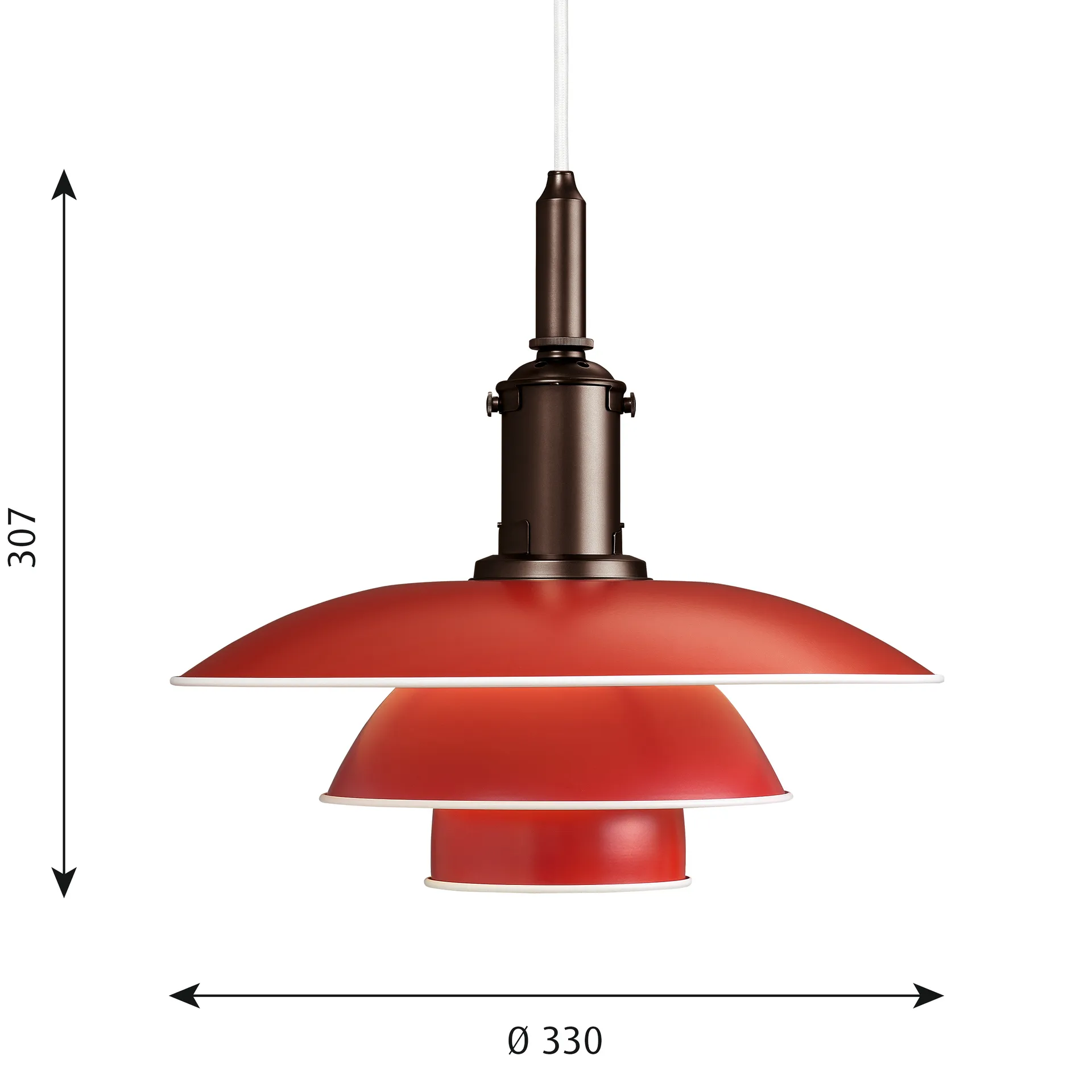 Lampa wisząca PH 3½-3, Czerwony Louis Poulsen