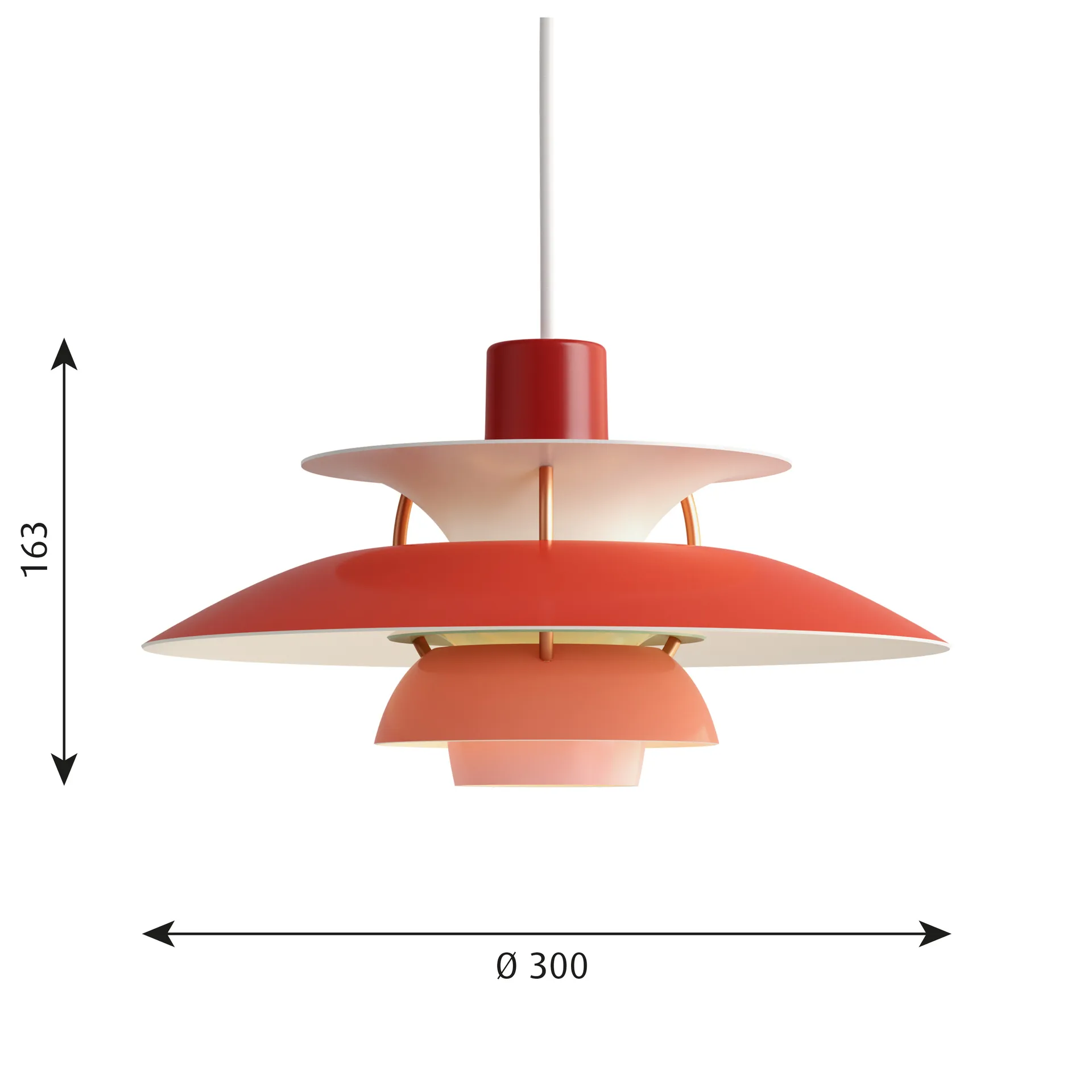 Lampa wisząca PH 5, Ø300, Czerwony Louis Poulsen