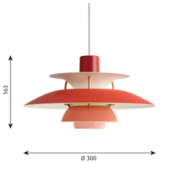 Lampa wisząca PH 5 - Ø300, Czerwony - Louis Poulsen