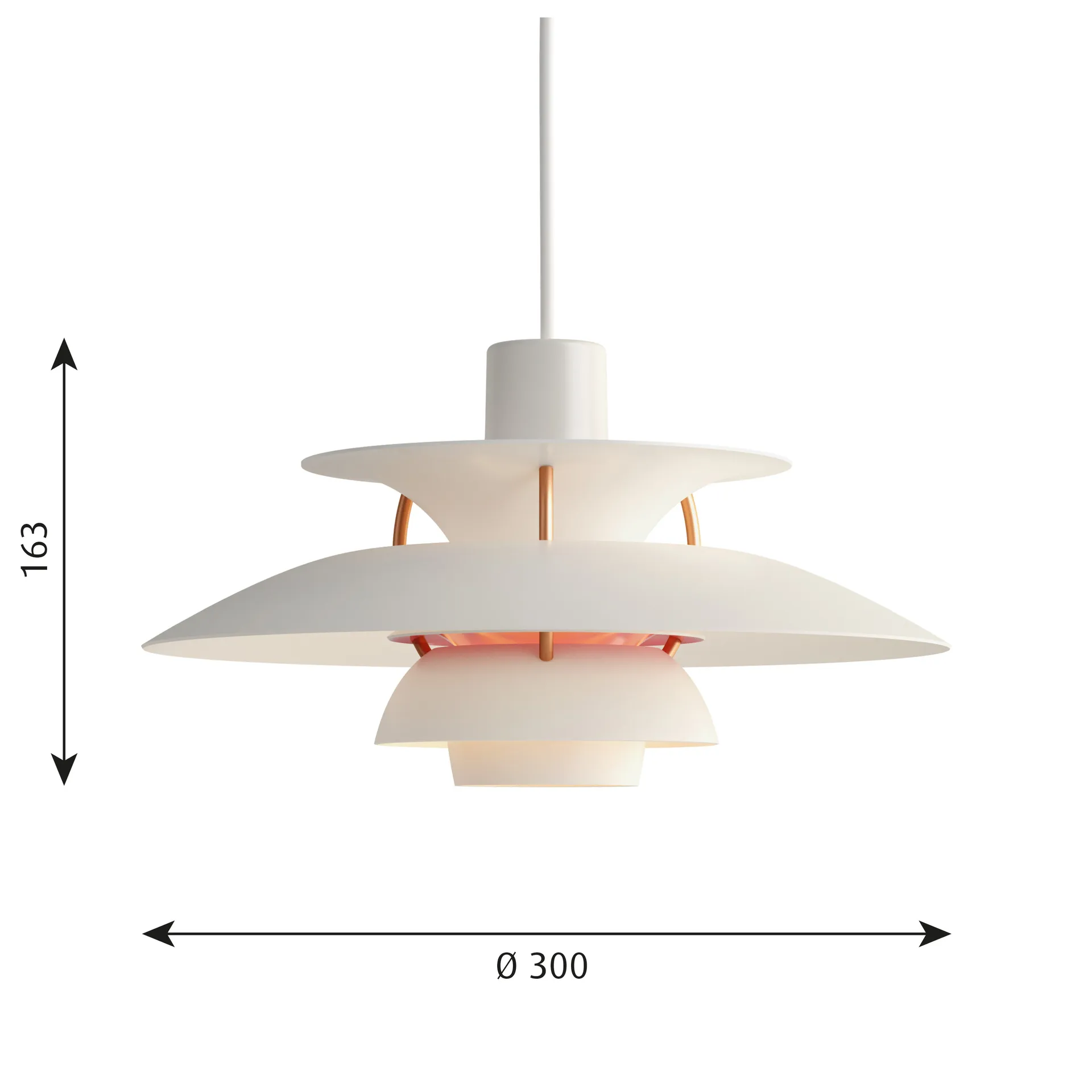 Lampa wisząca PH 5, Ø300, Nowoczesny biały Louis Poulsen