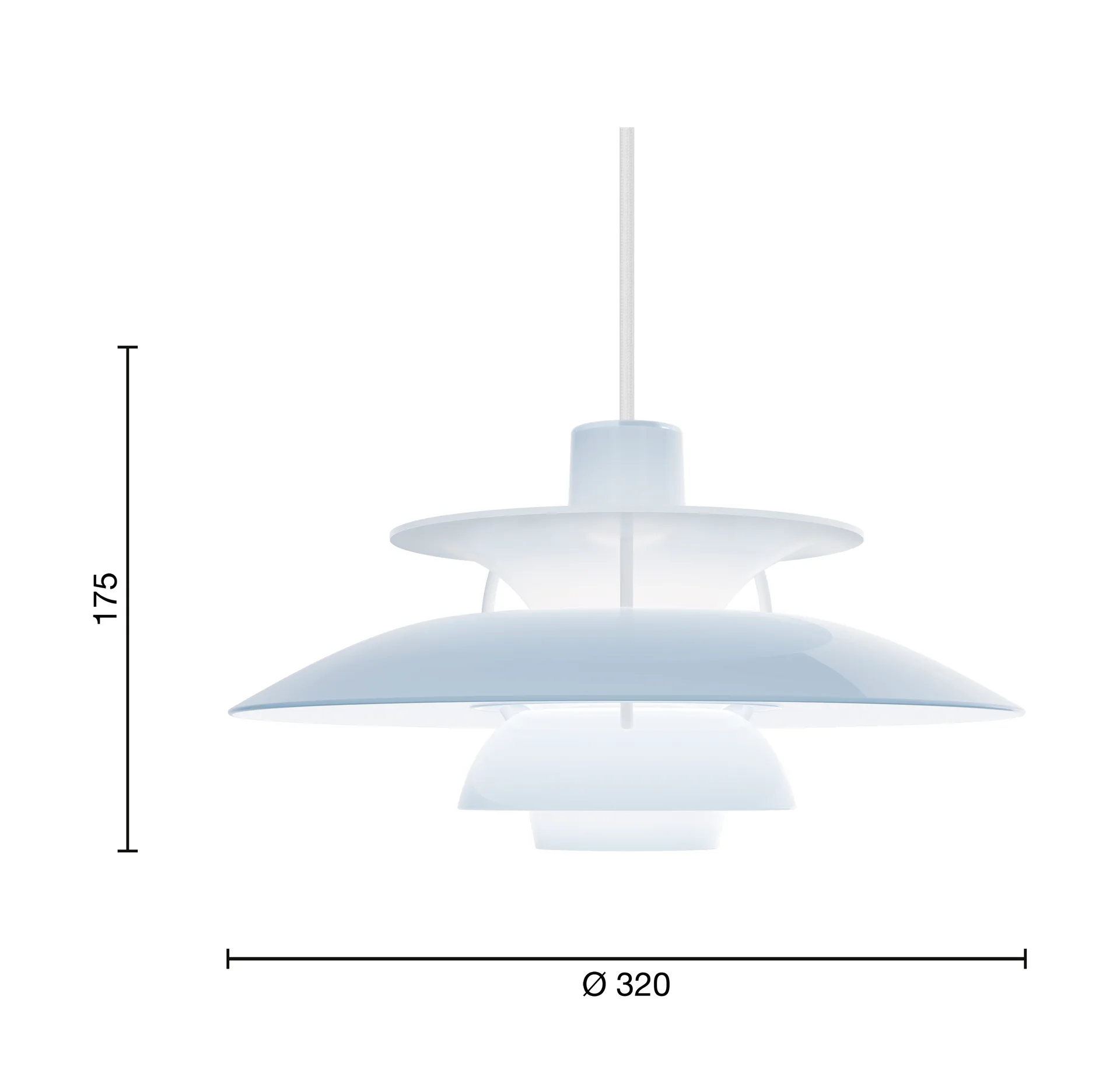 Lampa wisząca PH 5, Ø32 cm, Opal pale blue Louis Poulsen