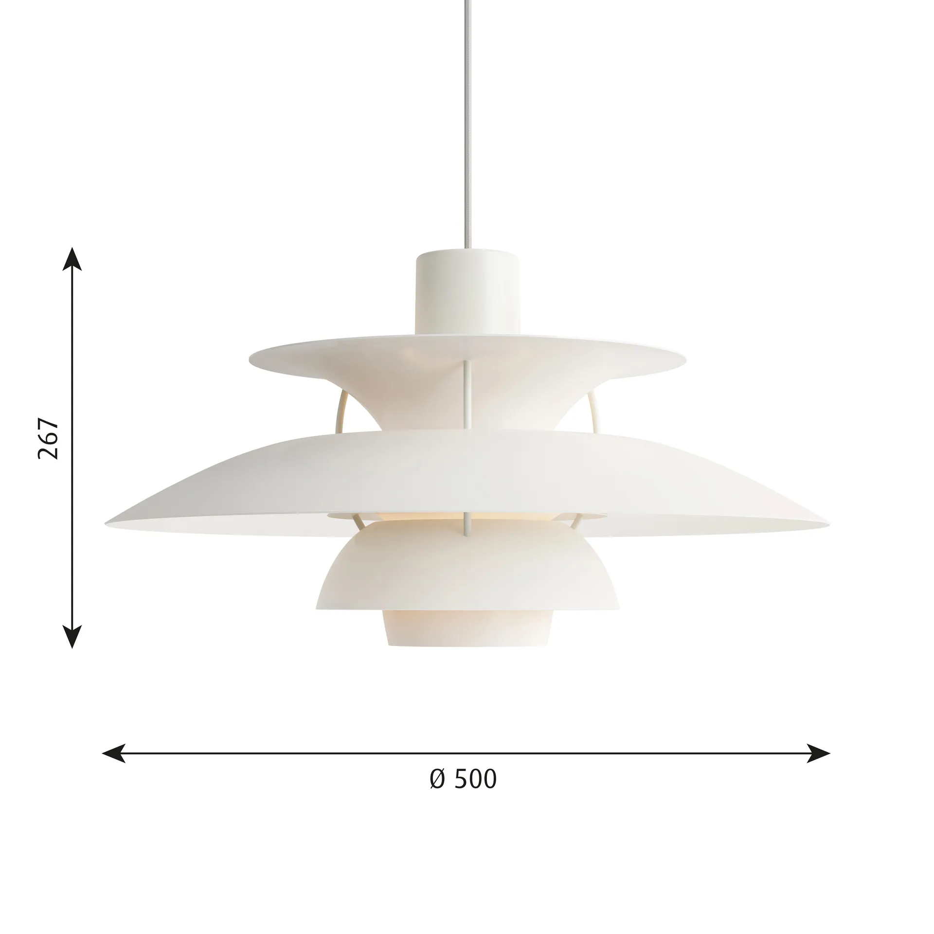 Lampa wisząca PH 5, Ø500, Biały Louis Poulsen