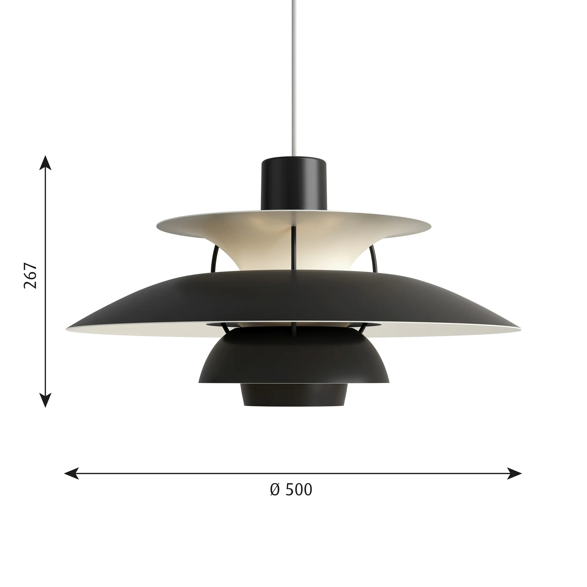 Lampa wisząca PH 5, Ø500, Czarny Louis Poulsen