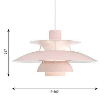 Lampa wisząca PH 5 - Ø500, Jasny róż - Louis Poulsen