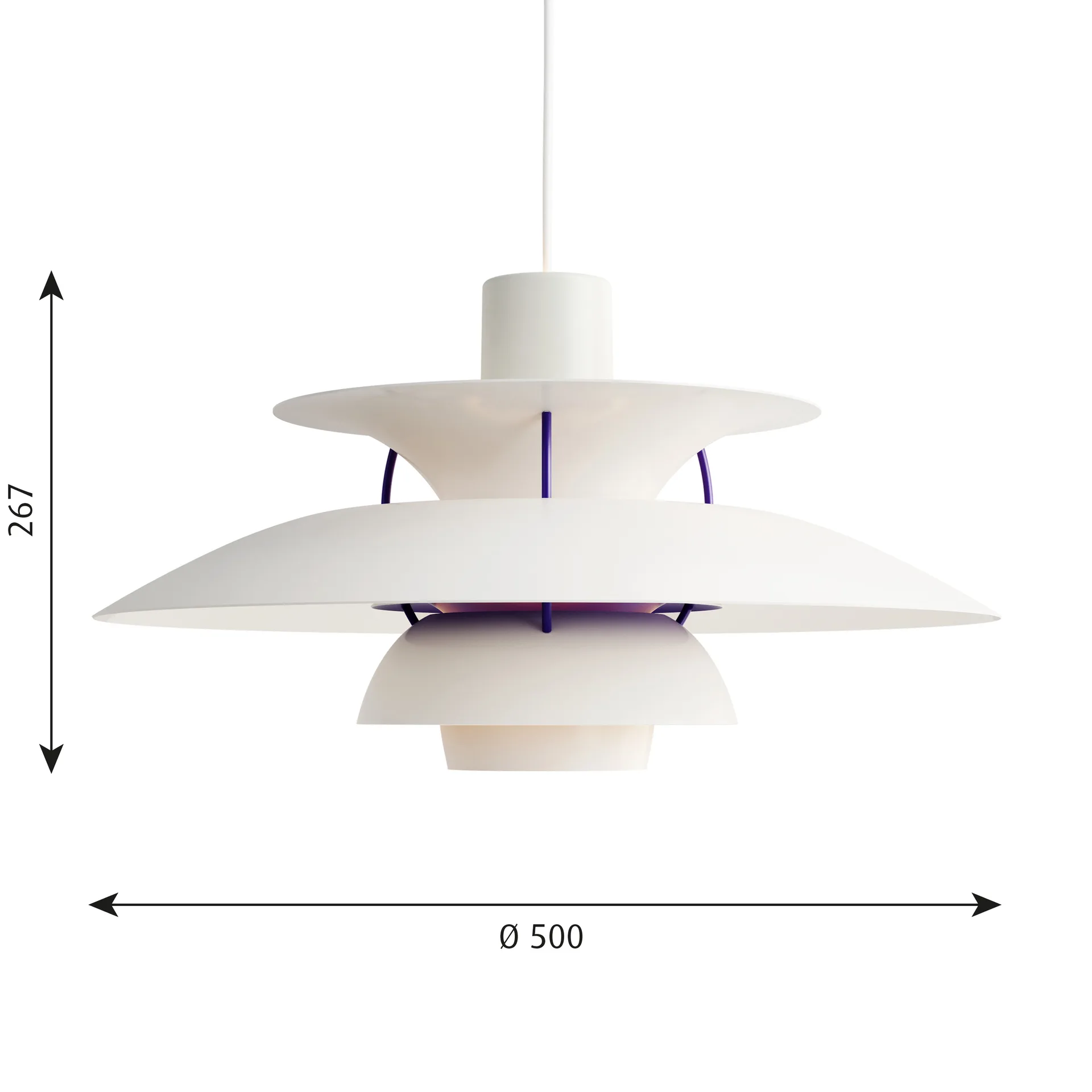Lampa wisząca PH 5, Ø500, Klasyczna biel Louis Poulsen