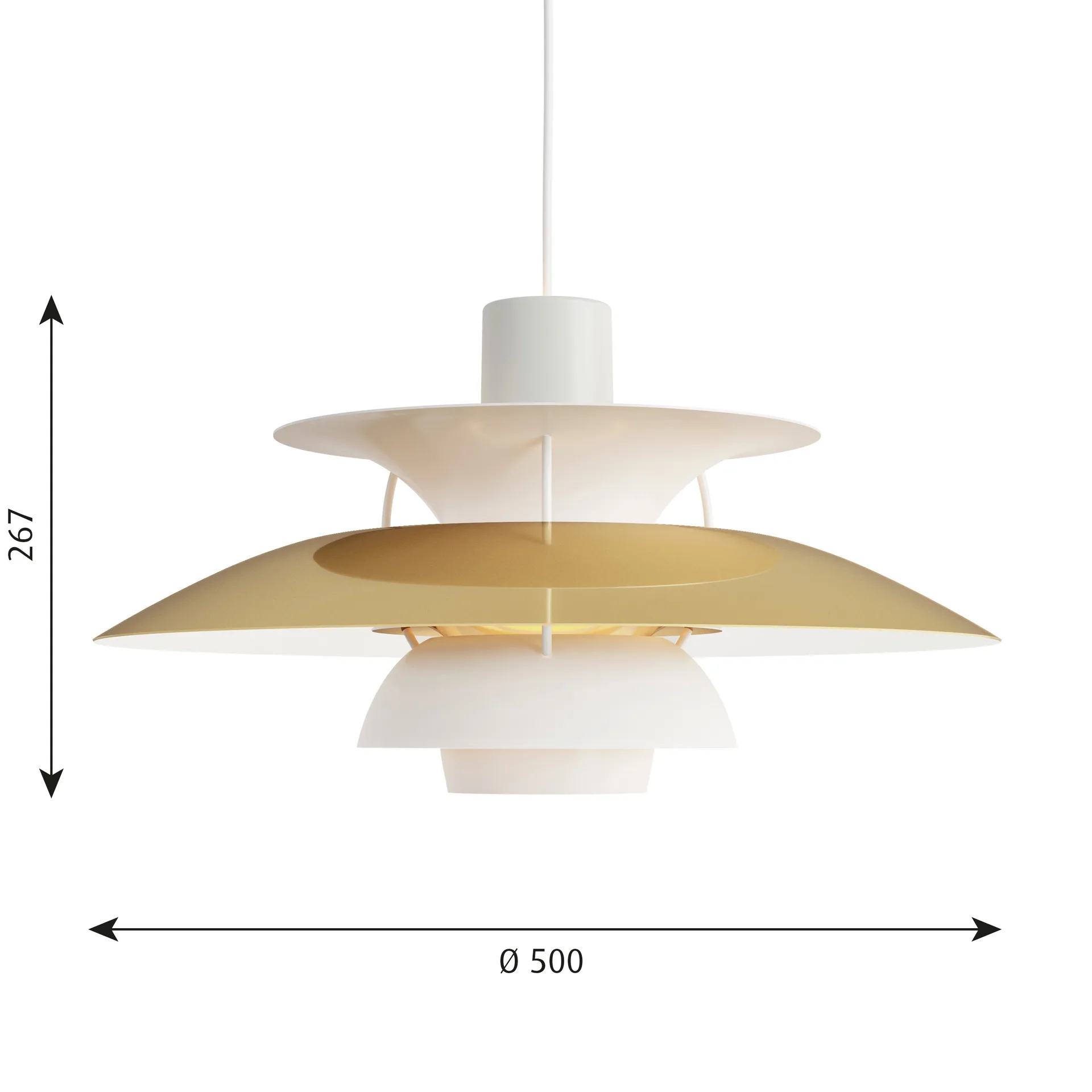Lampa wisząca PH 5, Ø500, Mosiądz Louis Poulsen