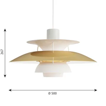 Lampa wisząca PH 5 - Ø500, Mosiądz - Louis Poulsen
