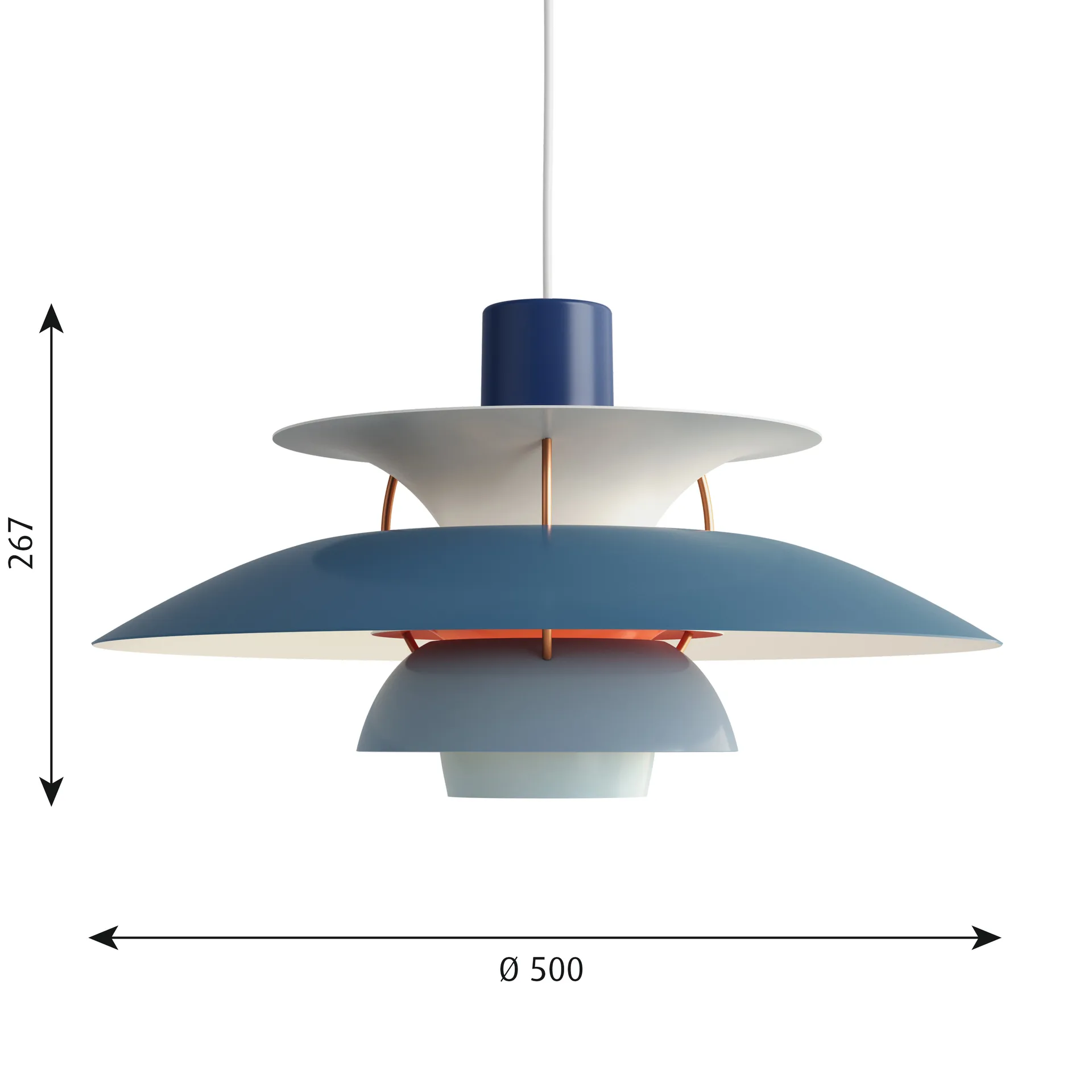 Lampa wisząca PH 5, Ø500, Niebieski Louis Poulsen