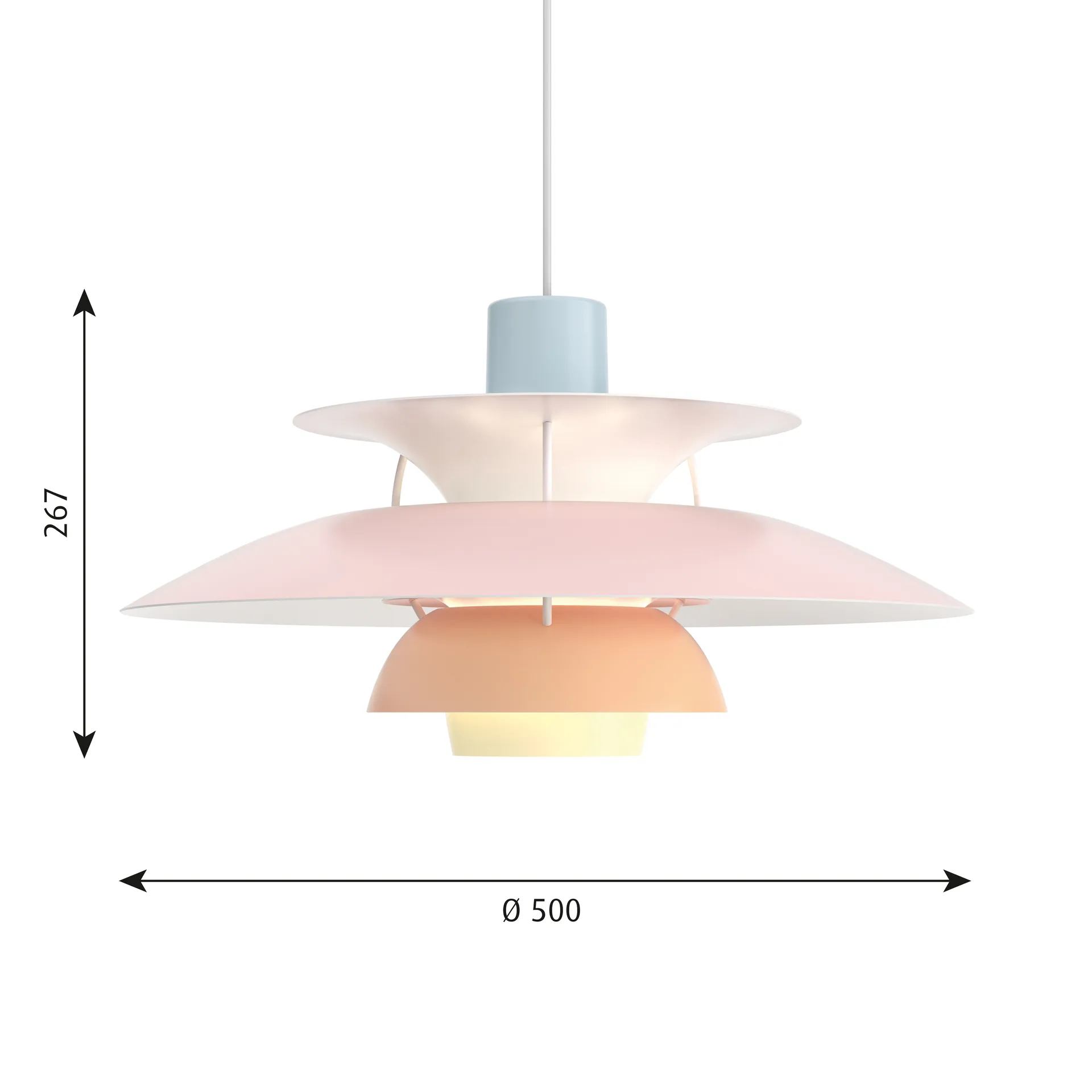 Lampa wisząca PH 5, Ø500, Pastel-niebieski-róż-brzoskwinia Louis Poulsen