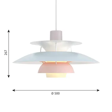 Lampa wisząca PH 5 - Ø500, Pastel-szary ostrygowy-niebieski-róż - Louis Poulsen