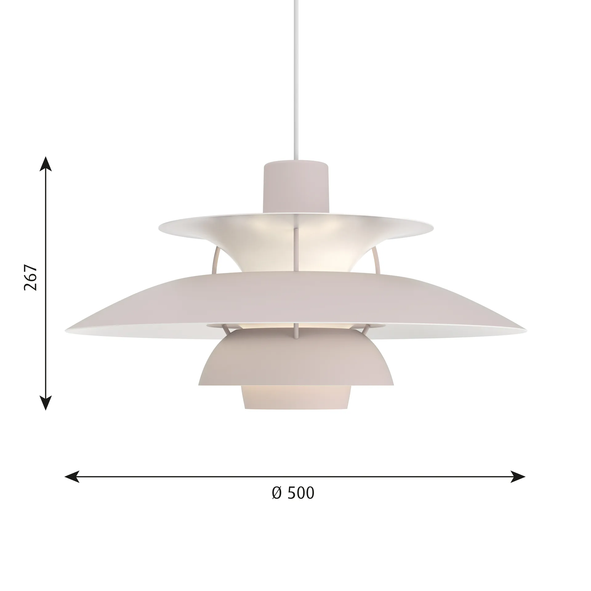 Lampa wisząca PH 5, Ø500, Szary ostrygowy Louis Poulsen