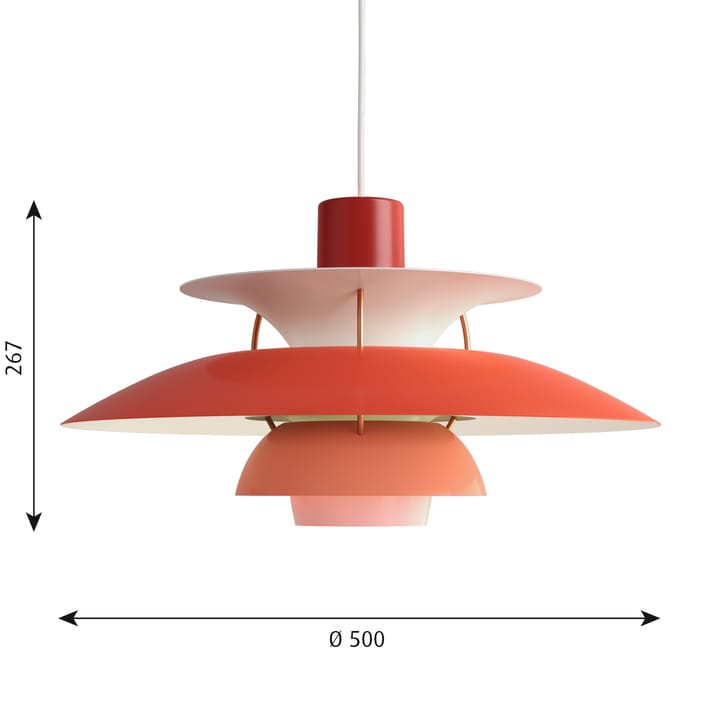 Lampa wisząca PH 5, Czerwony Louis Poulsen