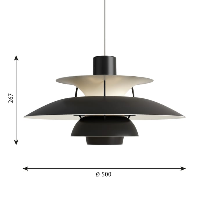 Lampa wisząca PH 5 monochromatyczna, Czarny Louis Poulsen