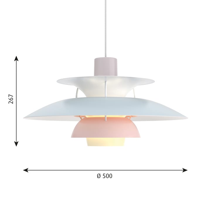 Lampa wisząca PH 5, Pastel-szary ostrygowy-niebieski-róż Louis Poulsen