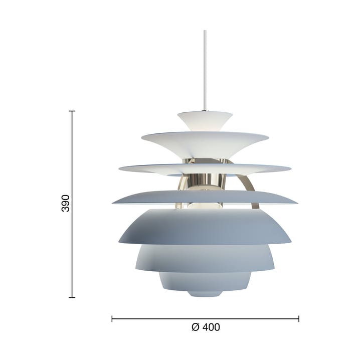 Lampa wisząca PH Snowball, Dusty blue-chrome Louis Poulsen