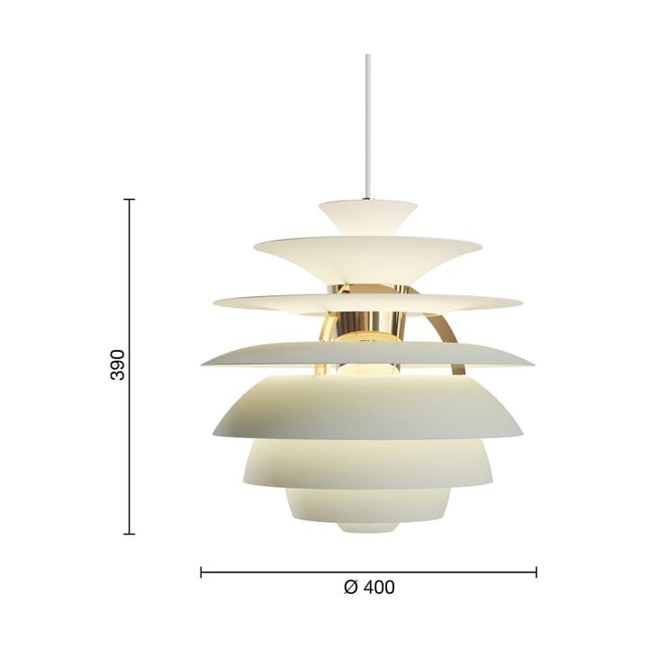 Lampa wisząca PH Snowball, Dusty green-brass Louis Poulsen