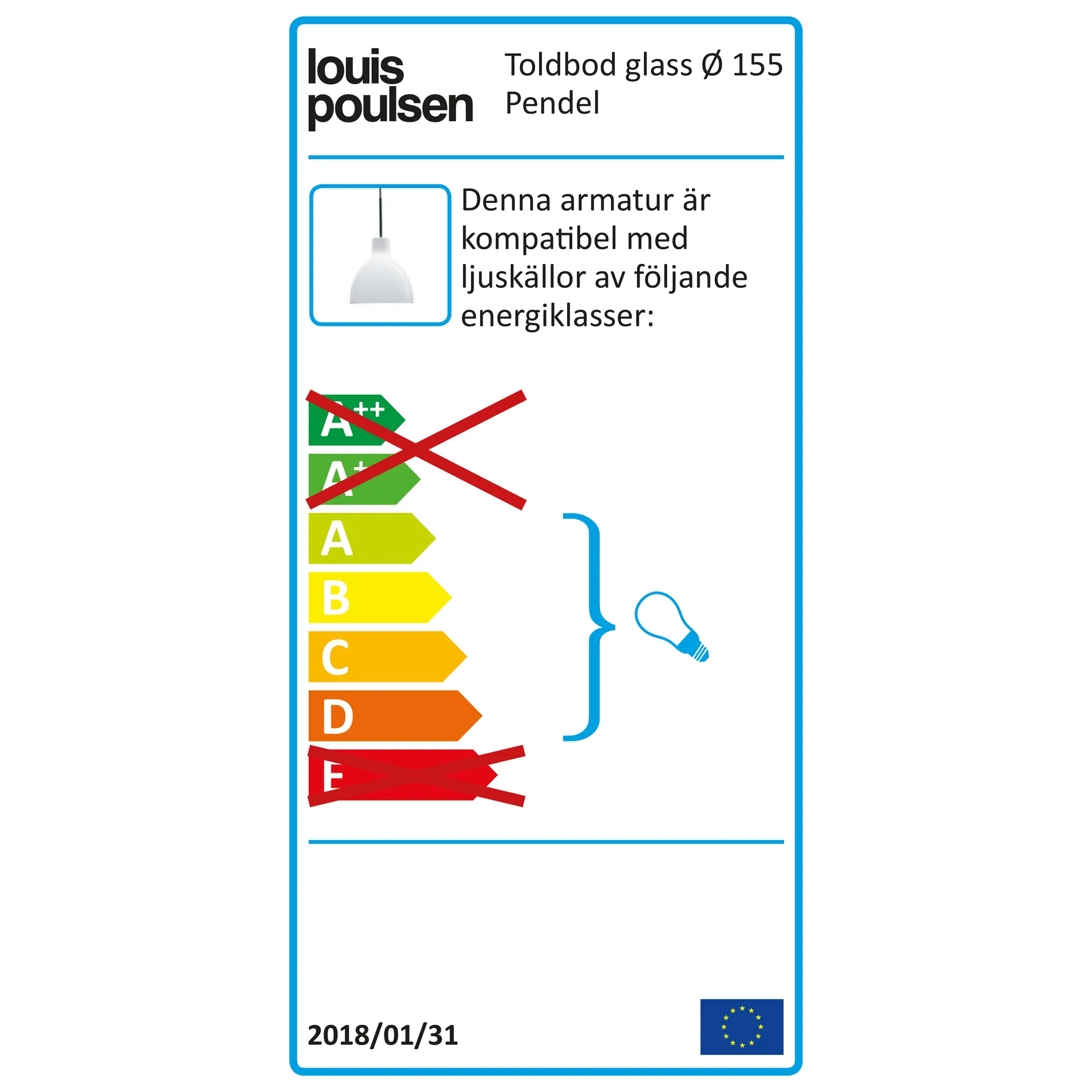 Lampa wisząca Toldbod 155, Białe szkło opalowe Louis Poulsen
