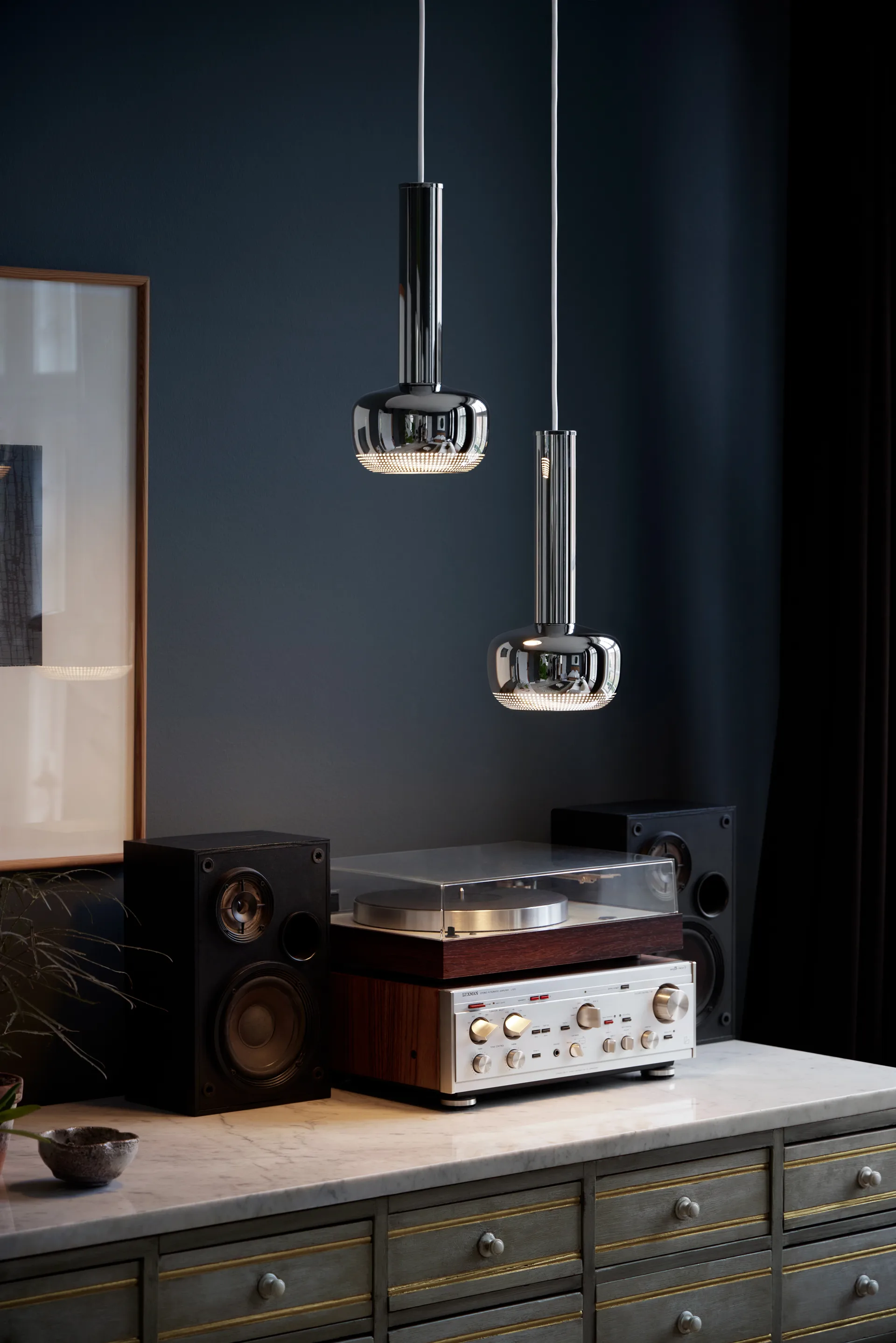 Lampa wisząca VL 56, Chromowany na wysoki połysk Louis Poulsen