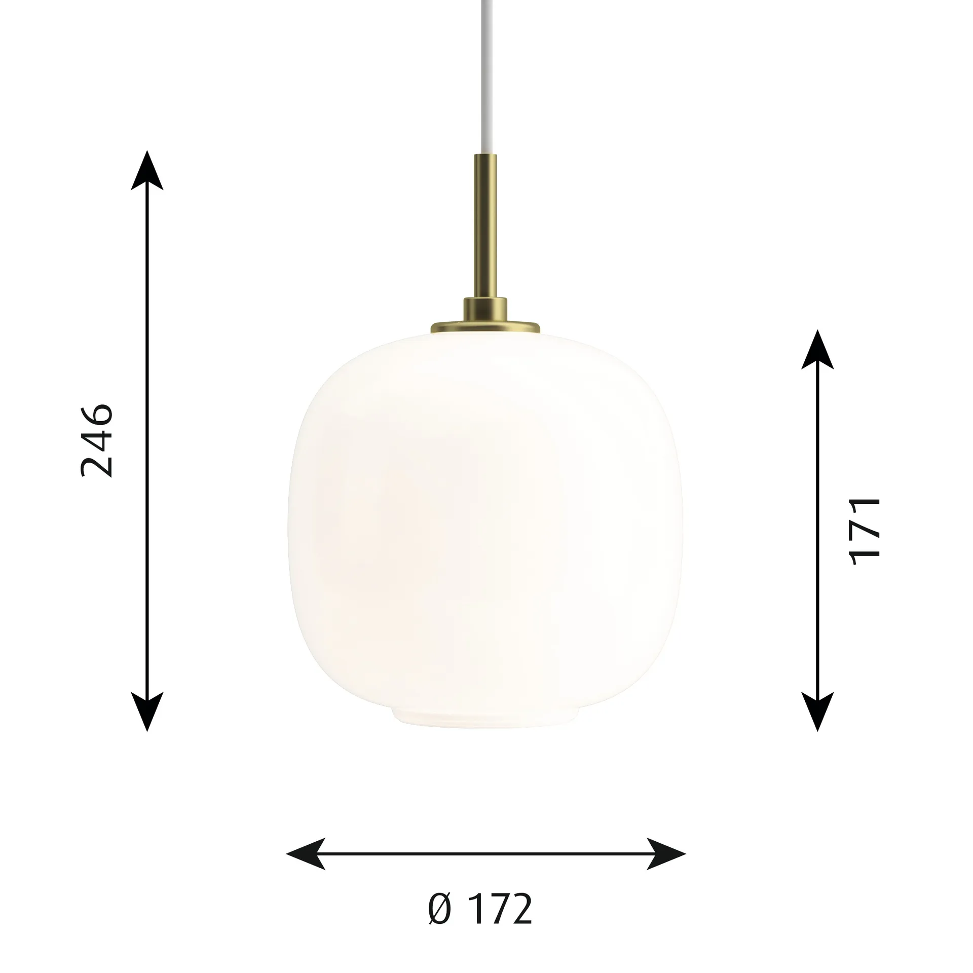 Lampa wisząca VL45 Radiohus Ø17,5 cm, Brass-white opal glass Louis Poulsen