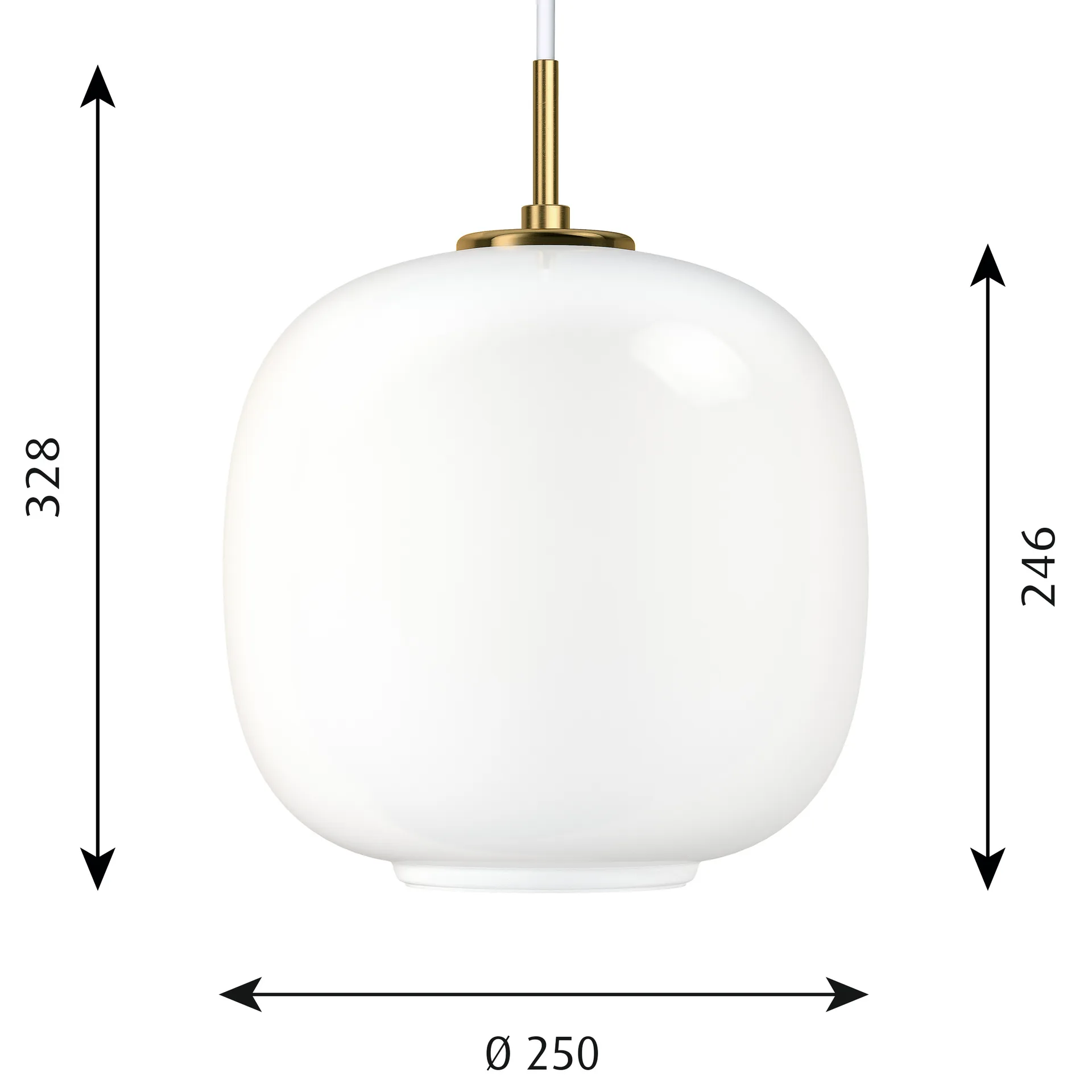 Lampa wisząca VL45 Radiohus Ø25 cm, Brass-white opal glass Louis Poulsen