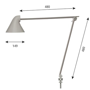 NJP trzpień lampy stołowej Ø10 mm - Jasnoszary - Louis Poulsen