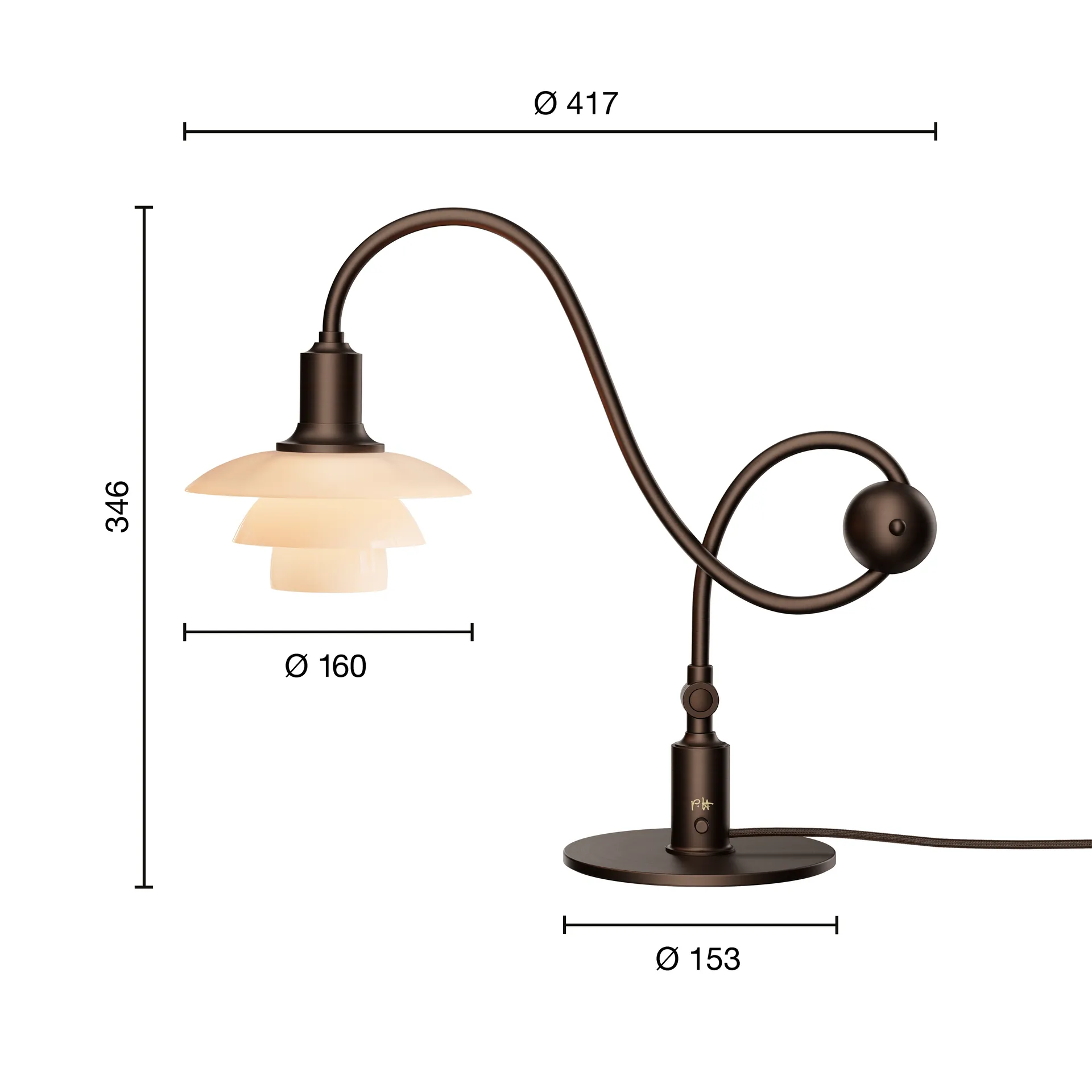 PH 1/1 Piano lampa stołowa, Zgaszona terakota Louis Poulsen
