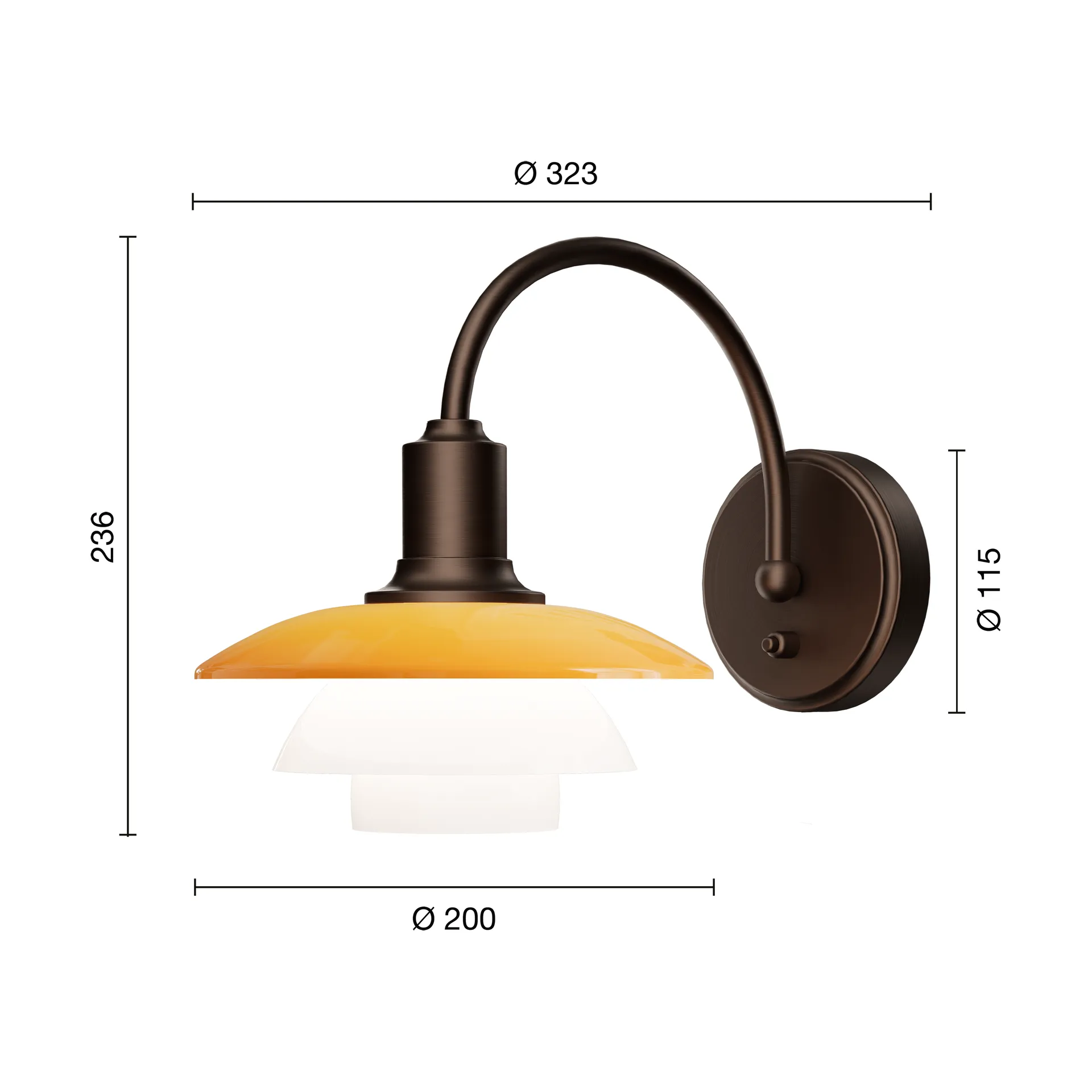 PH 2/2 Centenary Edition kinkiet, Amber-opalowa biel, szybki montaż Louis Poulsen