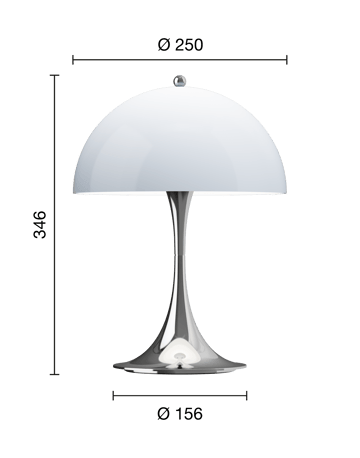 Przenośna lampa stołowa Panthella 250 - Chrome opal blue grey - Louis Poulsen