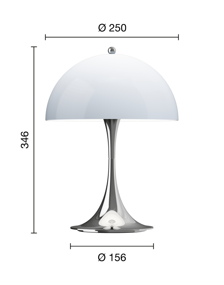 Przenośna lampa stołowa Panthella 250, Chrome opal blue grey Louis Poulsen