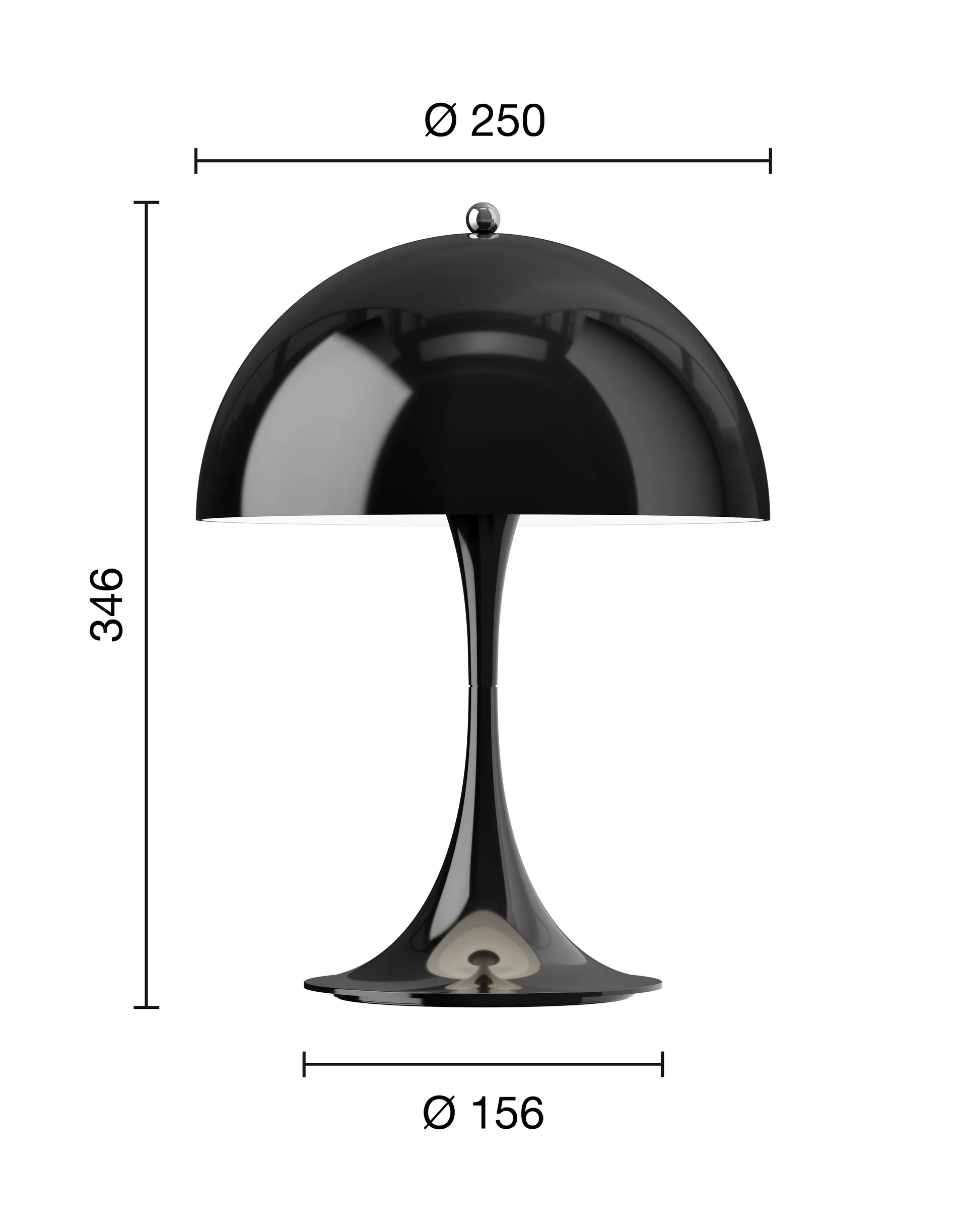 Przenośna lampa stołowa Panthella 250, Opaque black Louis Poulsen
