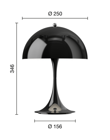 Przenośna lampa stołowa Panthella 250 - Opaque black - Louis Poulsen