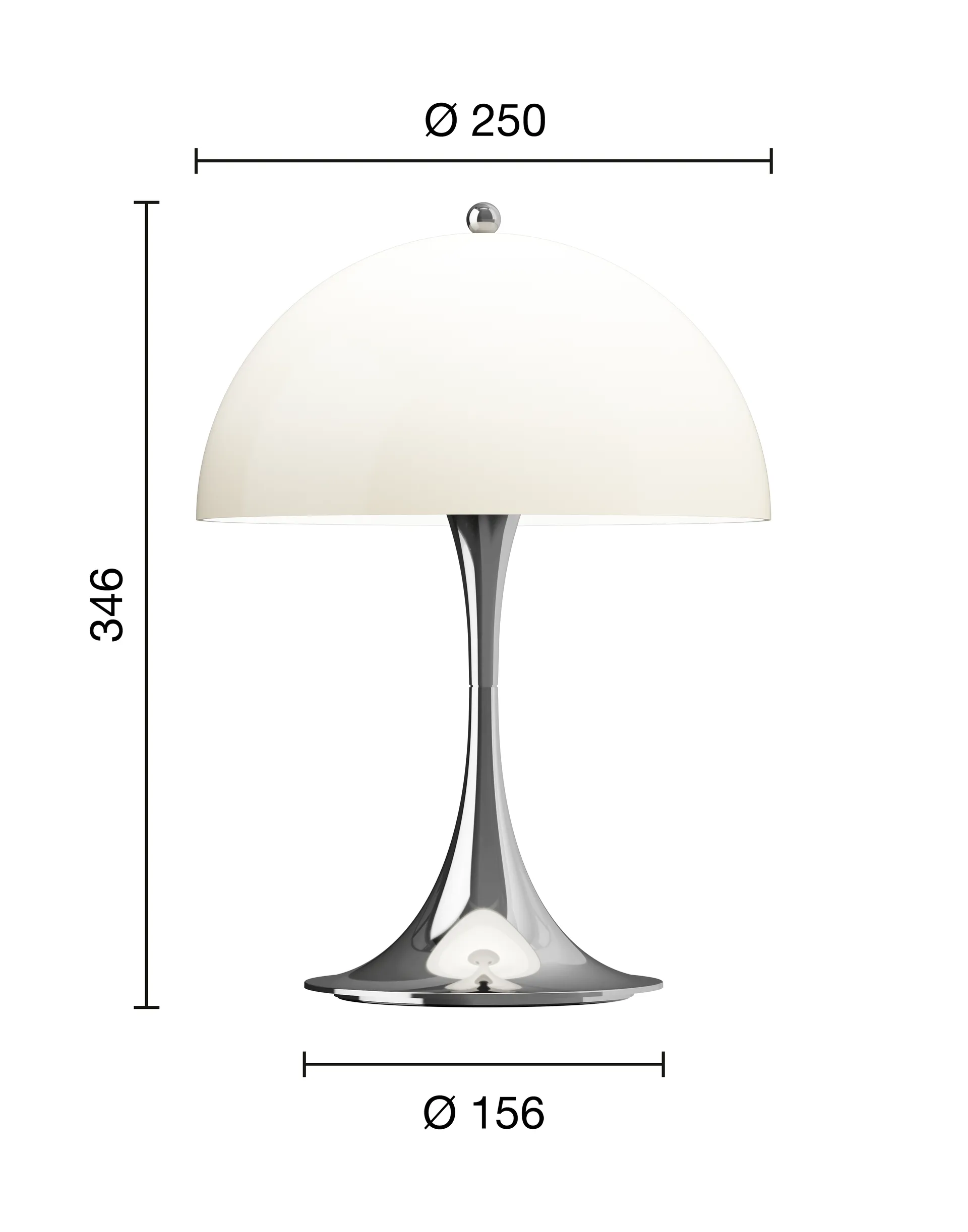 Przenośna lampa stołowa Panthella 250 V3, Chrome opal beige Louis Poulsen