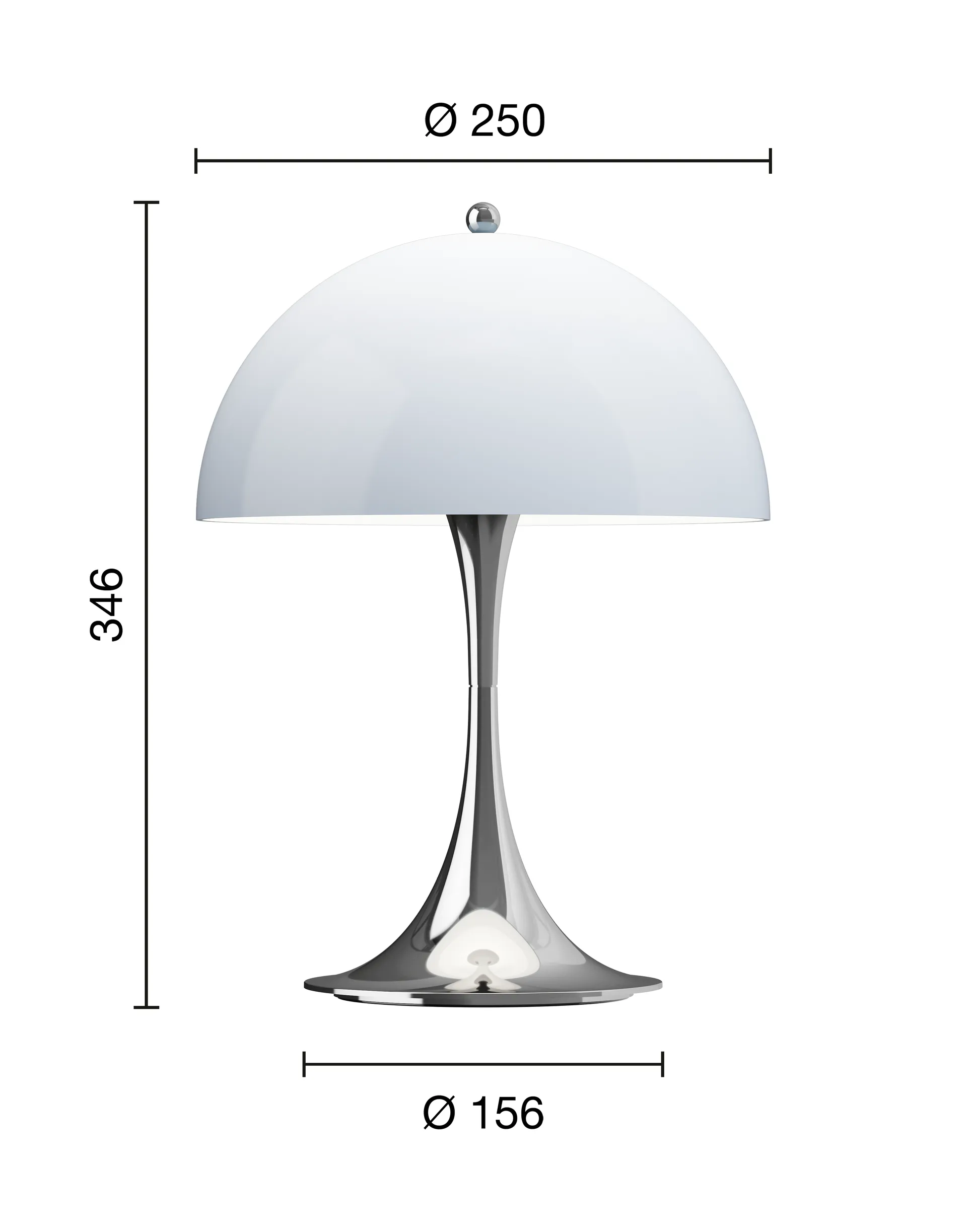 Przenośna lampa stołowa Panthella 250 V3, Chrome opal blue grey Louis Poulsen