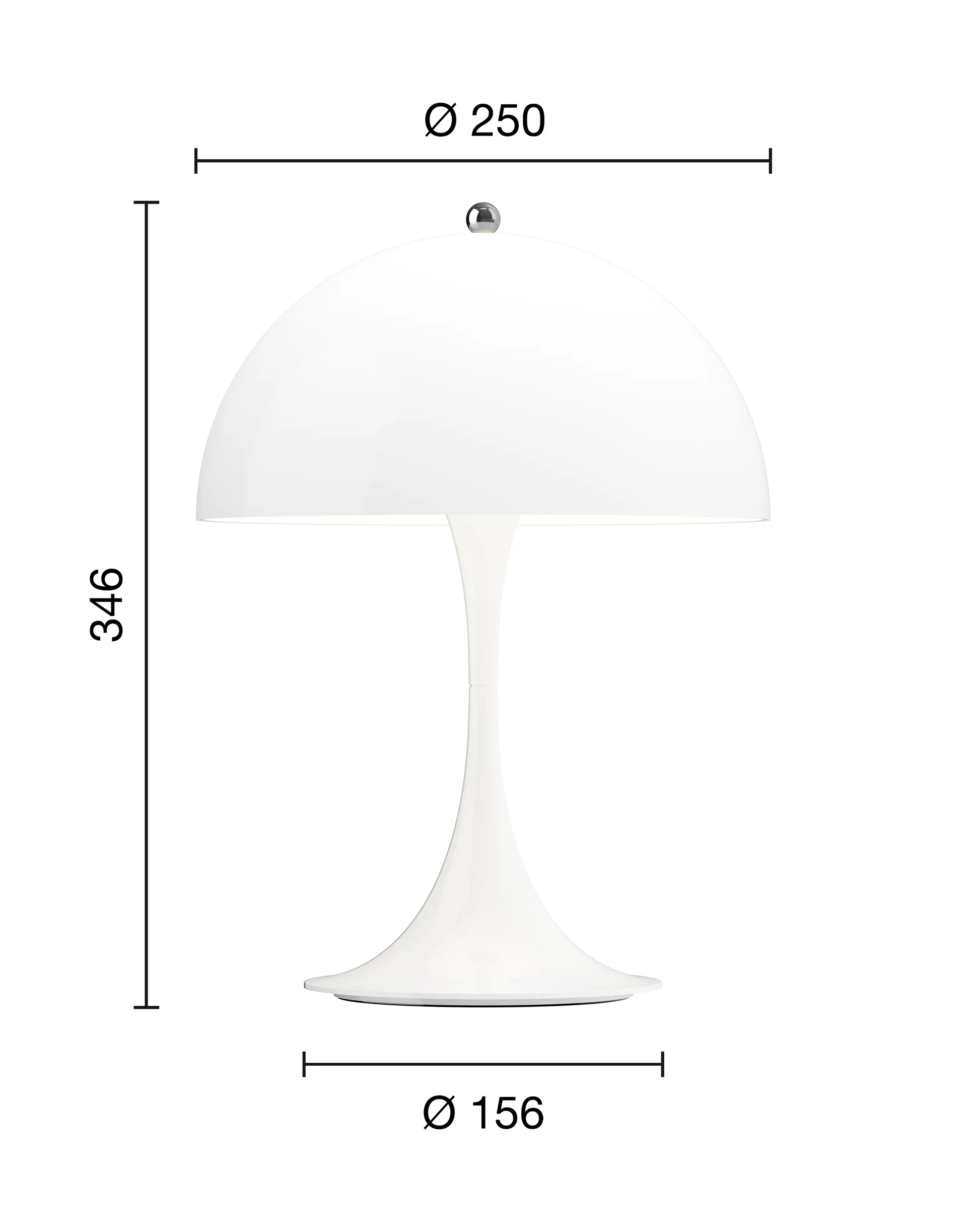 Przenośna lampa stołowa Panthella 250 V3, Opal white Louis Poulsen