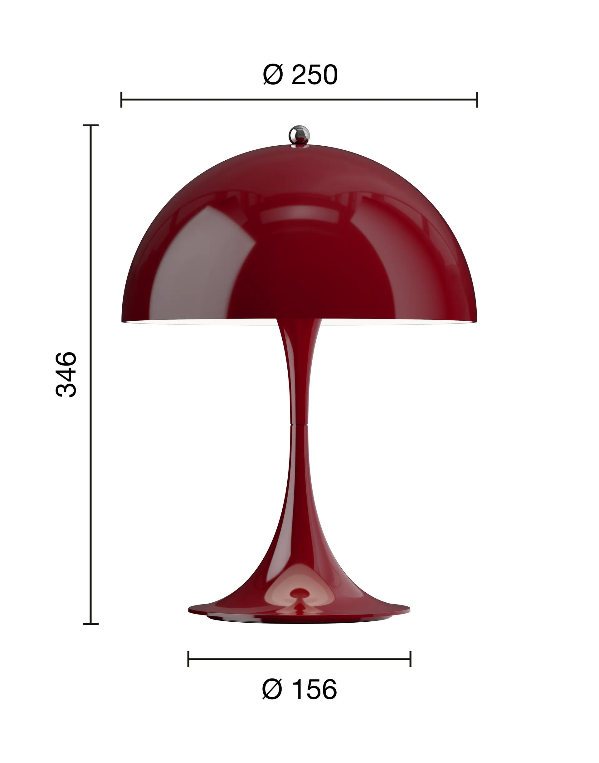 Przenośna lampa stołowa Panthella 250 V3, Opaque burgundy Louis Poulsen