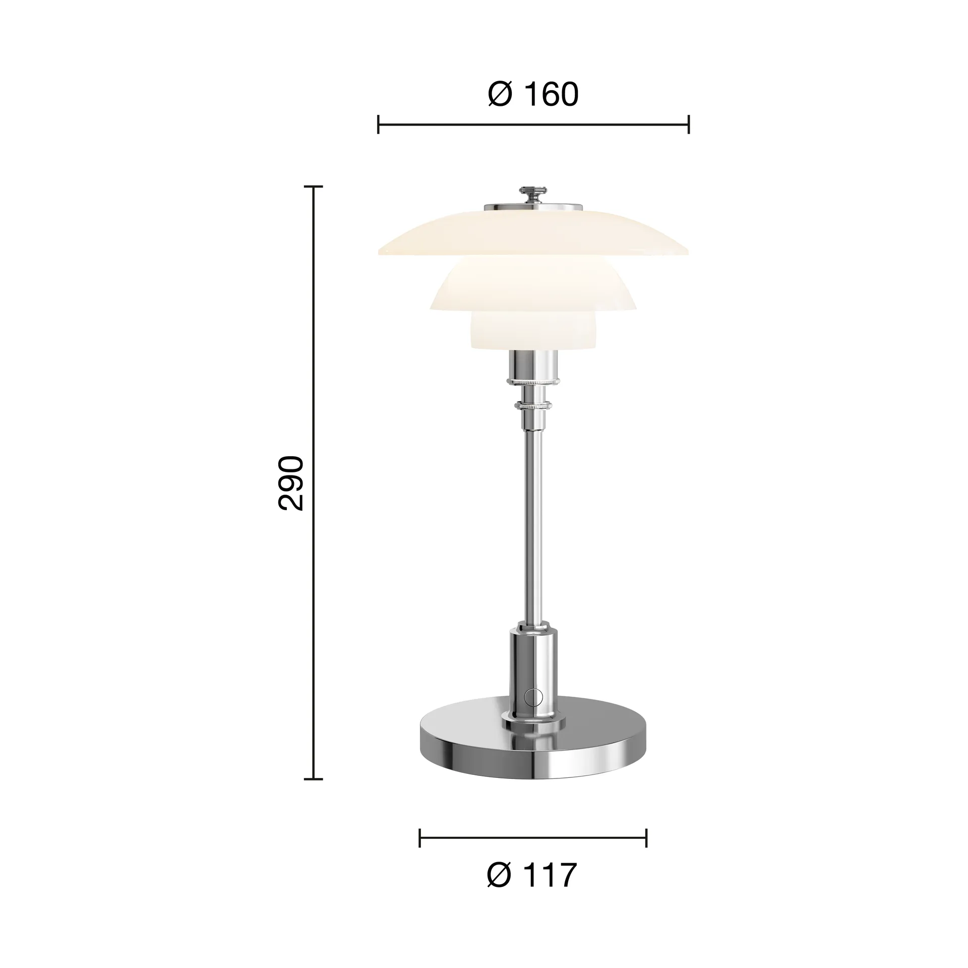 Przenośna lampa stołowa PH 1/1 , Chromowany Louis Poulsen